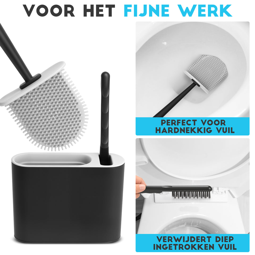 WC Borstel Toiletborstel met houder Siliconen Zwart