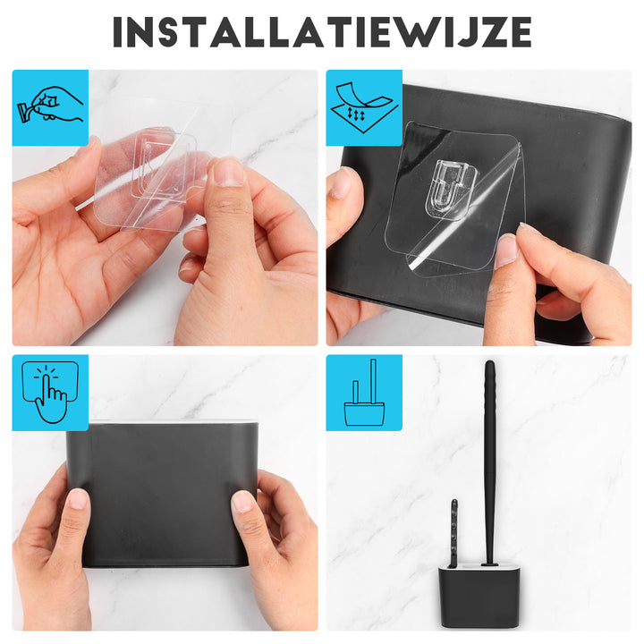 WC Borstel Toiletborstel met houder Siliconen Zwart