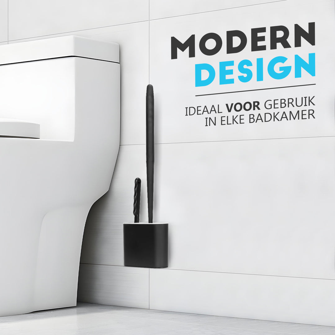WC Borstel Toiletborstel met houder Siliconen Zwart