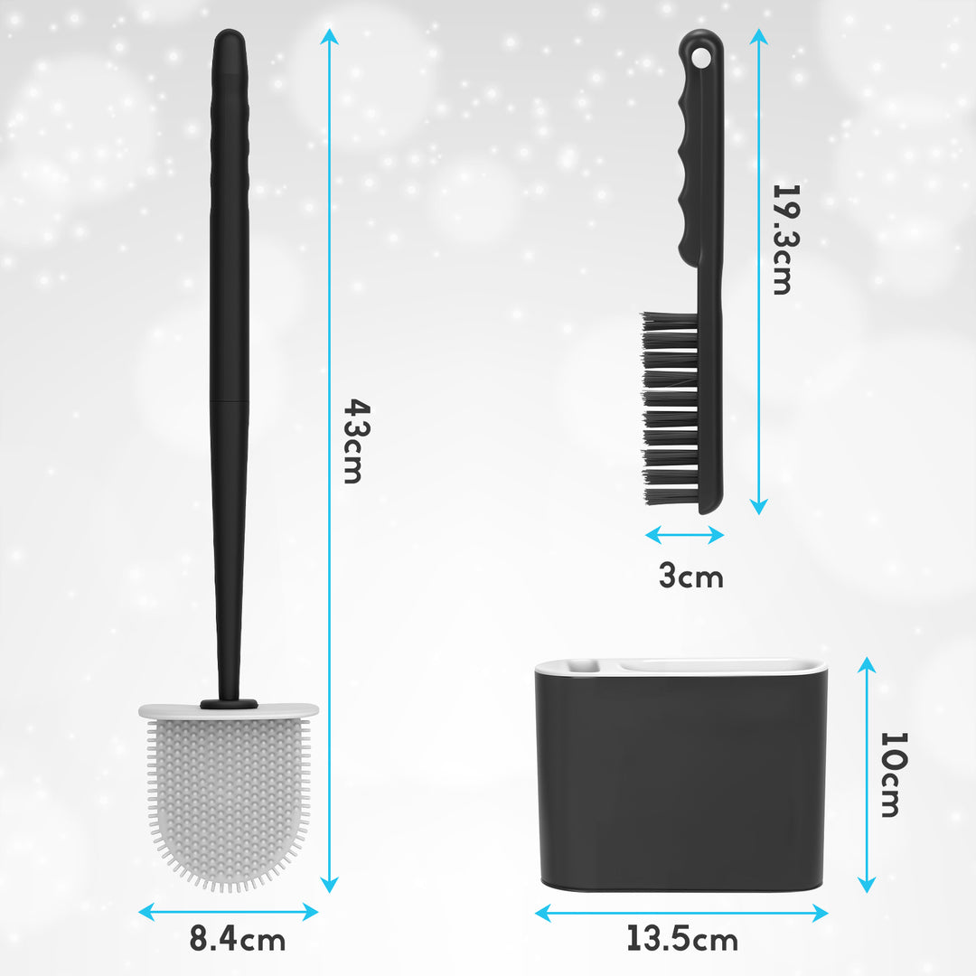 WC Borstel Toiletborstel met houder Siliconen Zwart