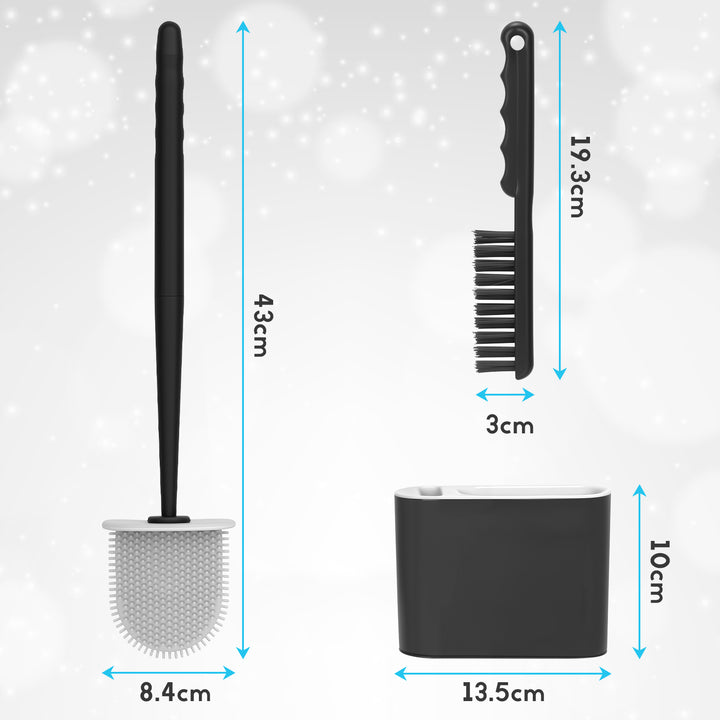 WC Borstel Toiletborstel met houder Siliconen Zwart