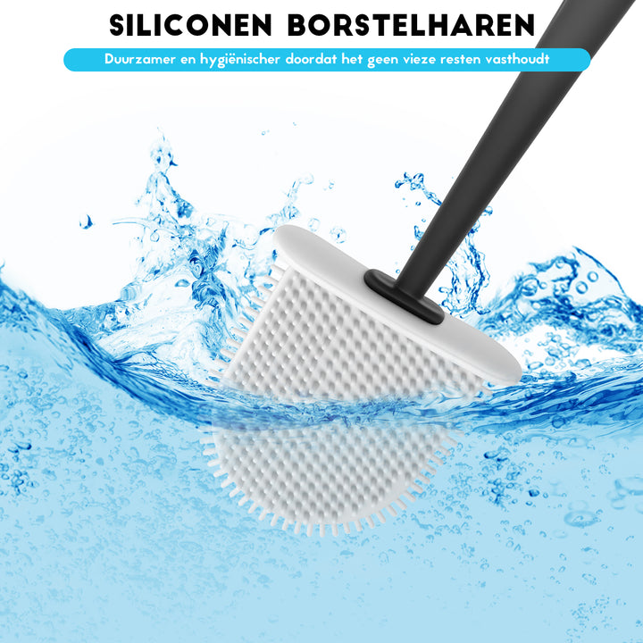 WC Borstel Toiletborstel met houder Siliconen Zwart