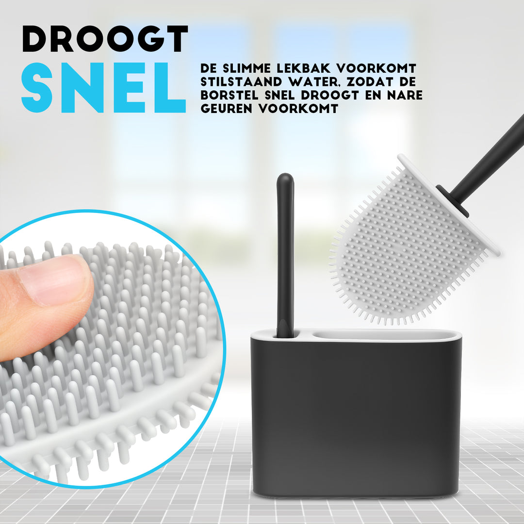 WC Borstel Toiletborstel met houder Siliconen Zwart