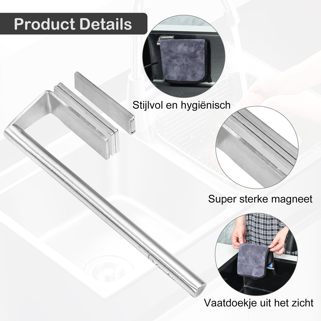 Vaatdoekhouder, magnetische vaatdoekhouder, vaatdoekhouder voor de gootsteen, gootsteen vaatdoekhouder, vaatdoekhouder spoelbak